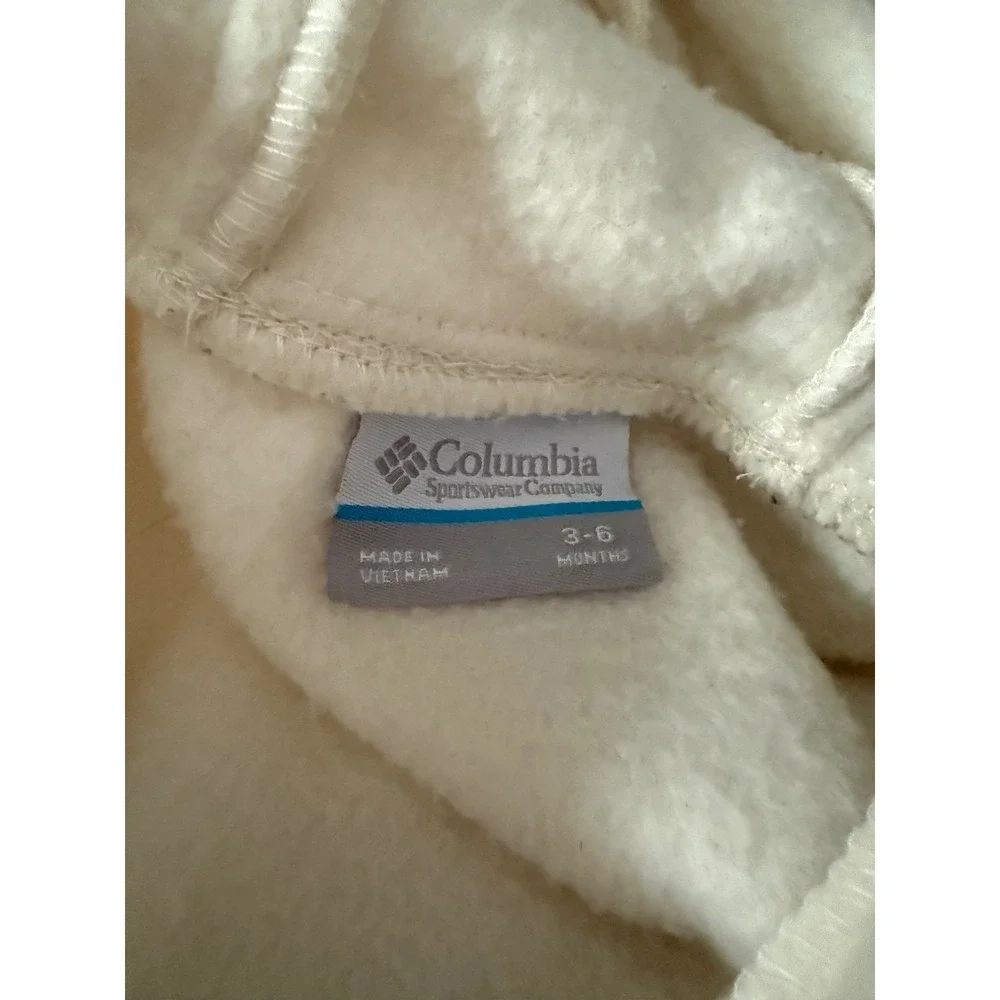 Columbia Baby Bunting Snowsuit Fleece Hooded White 3-6 Months Bear‎ Ears